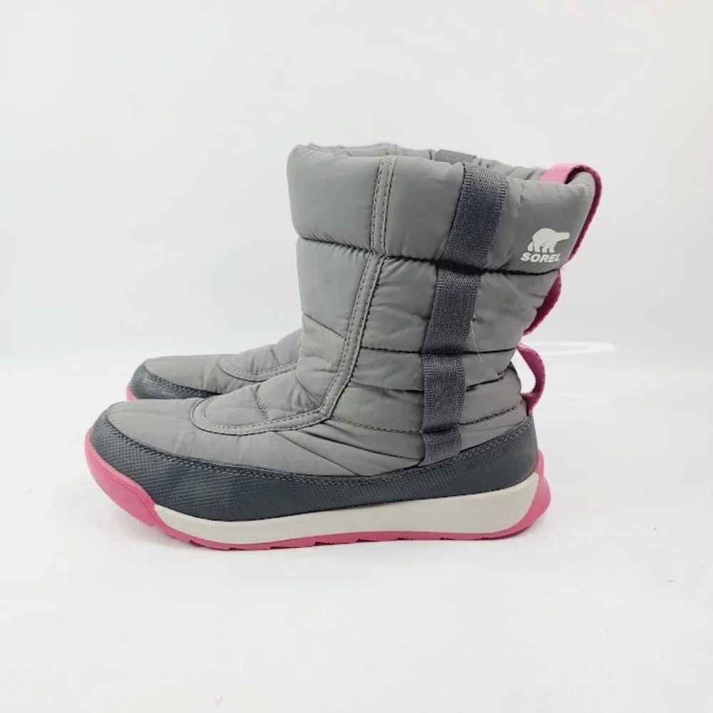 Sorel Girl's Gray‎ Pink Whitney II NY3873-052 Mid-Calf Winter Snow Boot Size 6
